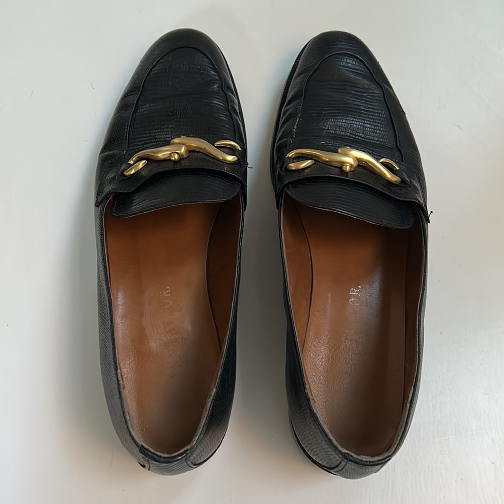 🔥HP🔥VTG Ann Taylor Loafers, black w gold buckle, size 7 1/2 M, Italy - Picture 6 of 15